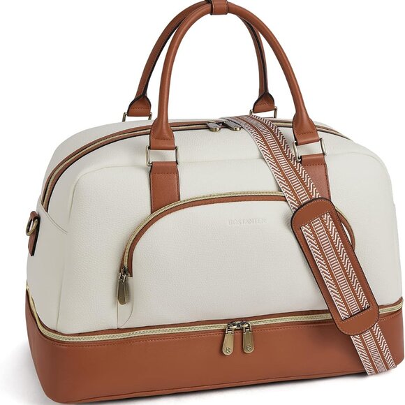 Weekender Bags for Women Leather Travel Duffle Bag Carry On Large Tote Duffel wi